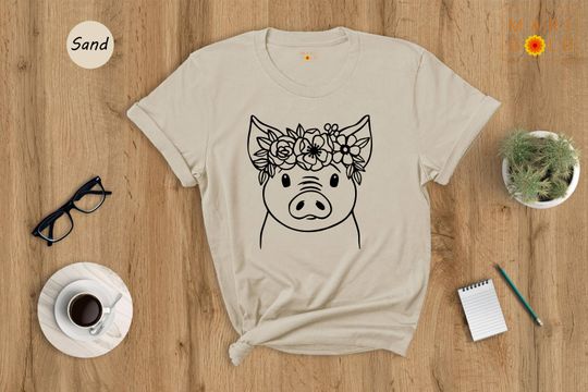 Discover Floral Pig Shirt, Animal Lover Shirt, Farm Life Shirt, Pig Lover Shirt, Farmer Life Shirt