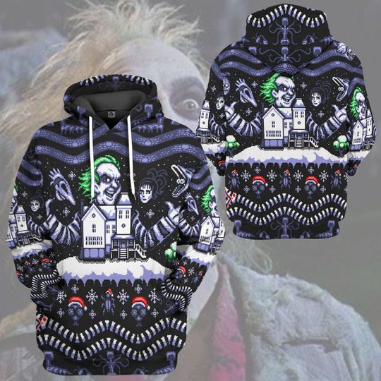 Discover Beetlejuice Christmas Ugly Sweater, Beetlejuice Christmas 3D Hoodie