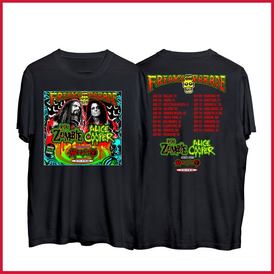 Discover Rob Zombie Freaks On Parade Tour 2023 Shirts, Rob Zombie Alice Cooper Dates Shirts