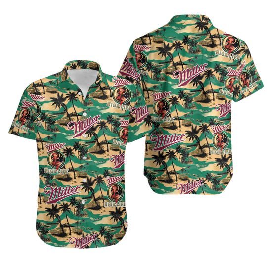 Discover Miller Highlife Hawaiian Sea Island Pattern Shirt