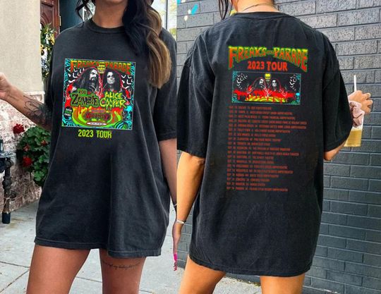 Discover Rob Zombie Freaks On Parade Tour 2023 Shirts, Rob Zombie Alice Cooper Dates Shirts