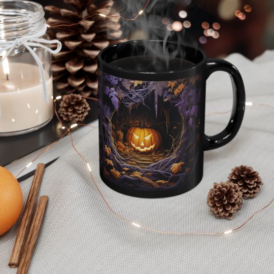 Discover Cool, Spooky, 3D, Jack O' Lantern, Pumpkin Hollow, Mug
