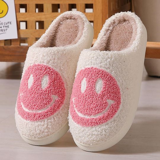Discover Cute Smiley Face Slippers - Unisex Fluffy and Cozy Smile Face Slippers