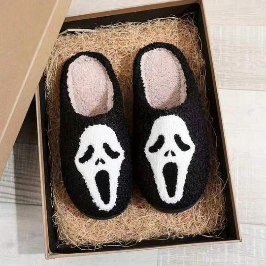 Discover Cute Scream Slippers, , Ghost Face Slippers, Fluffy Gift House Slipper