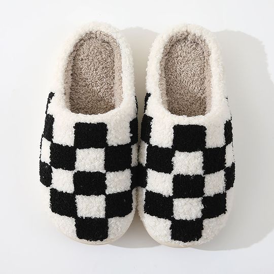 Discover Plaid slippers, furry house slippers