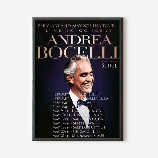 Discover February And May 2023 USA Tour Print, Live In Concert Andrea Bocelli Poster