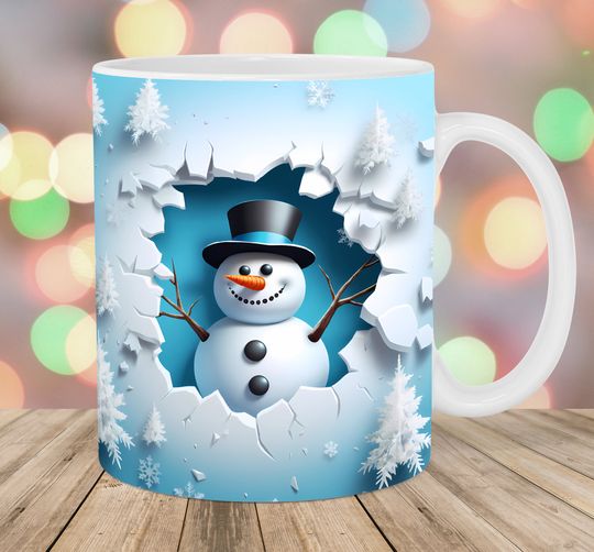 Discover 3D Snowman Mug Wrap Template