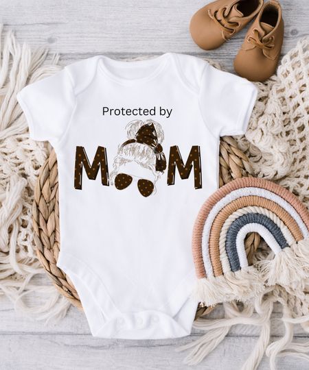 Discover Protected by Mom Baby Bodysuit onesie