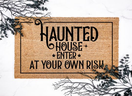 Discover Haunted House Halloween Doormat