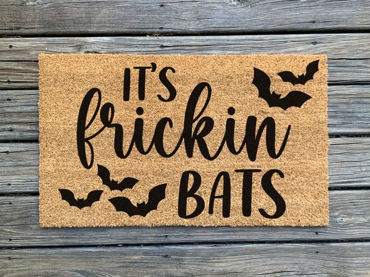 Discover It's Frickin Bats Doormat // Halloween Doormat