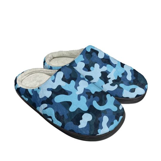 Discover Blue Camouflage Shoes, Men's Adult Slippers