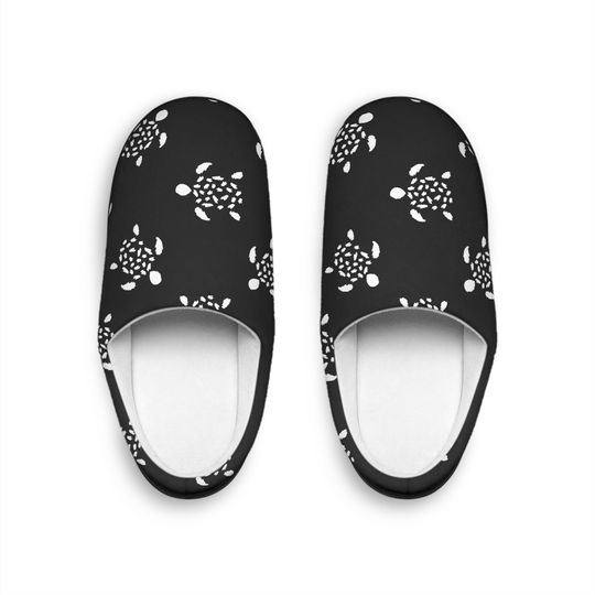Discover Men's Black and White Sea Turtles Indoor Slippers