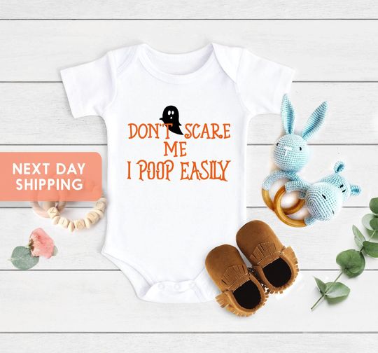 Discover Don't Scare Halloween Onesie, Me I Poop Easily Funny Baby Halloween Onesie
