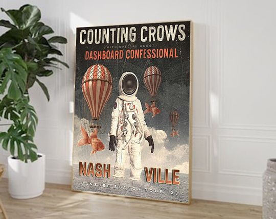 Discover Counting Crows - Dashboard Confessional Nashville Tour 2023 Poster, Music Vintage Poster