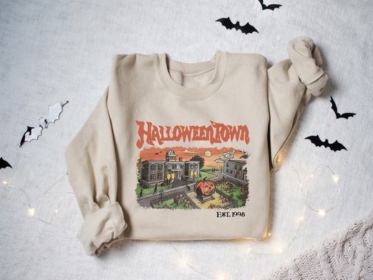 Discover Vintage Halloween Town Est 1998 Sweatshirt, Halloweentown Sweatshirt