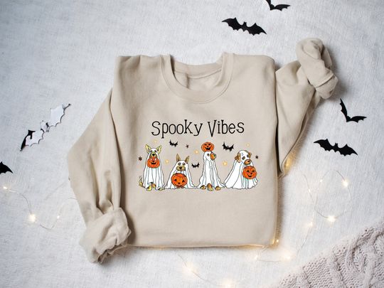 Discover Spooky Vibes Sweatshirt, Halloween Shirts, Spooky Shirt, Funny Halloween