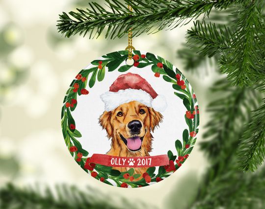Discover Personalized Ceramic Ornament Golden Retriever Ornament, Dog Lover Ornament