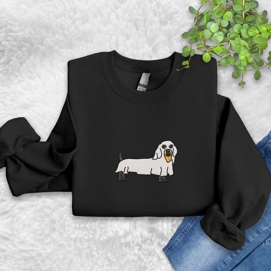 Discover Ghost Dog Embroidered Sweatshirt/T shirt/Hoodie, Halloween Dog Sweatshirt
