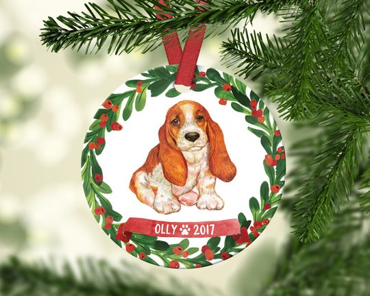 Discover Personalized Ceramic Ornament Basset Hound Dog Ornament, Dog Lover Ornament