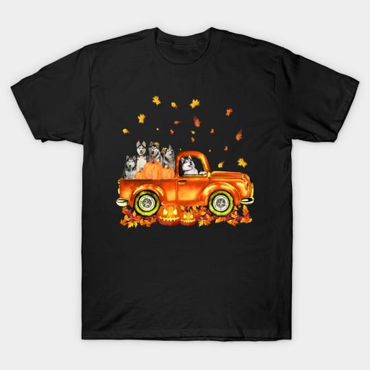 Discover Husky Pumkin Car Autumne Halloween - Halloween - T-Shirt