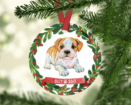 Discover Personalized Ceramic Ornament Pulldog Ornament, Dog Lover Ornament