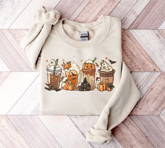 Discover Fall Coffee Sweatshirt, Spooky Halloween Fall Shirt, Coffee Lover Shirt, Pumpkin Spice Shirt, Pumpkin Latte Drink Cup