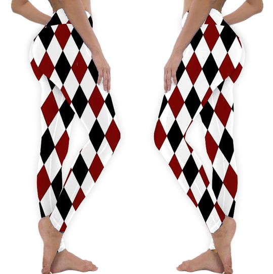 Discover Black White Red Harlequin Leggings