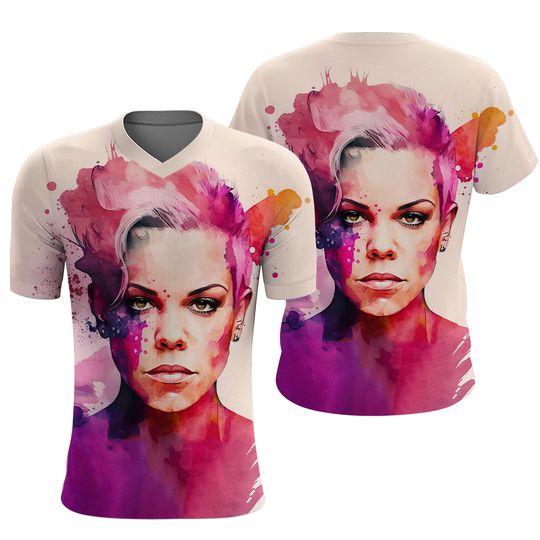 Discover P!NK Women's Singer Print V-Neck T-Shirt