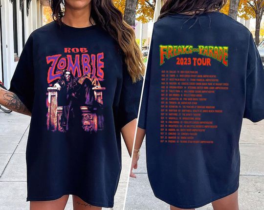 Discover Rob Zombie Freaks On Parade Tour 2023 Shirts, Rob Zombie Alice Cooper Dates Shirt
