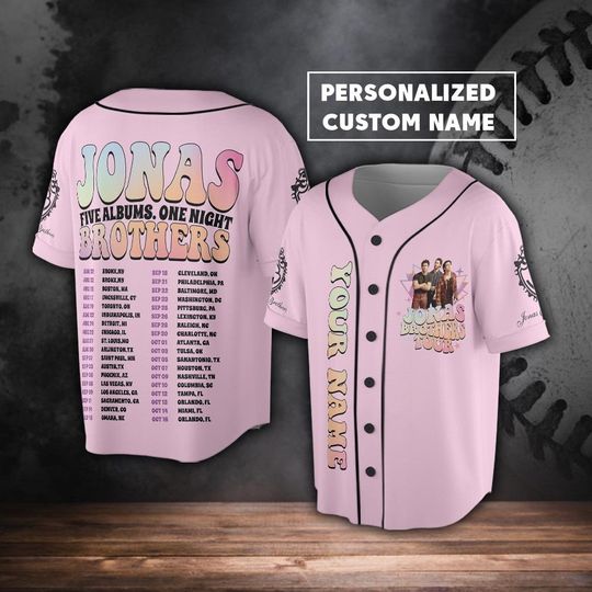 Discover Custom Name Jonas Brother Music Baseball Jersey, Five Albums One Night Tour Concert 2023