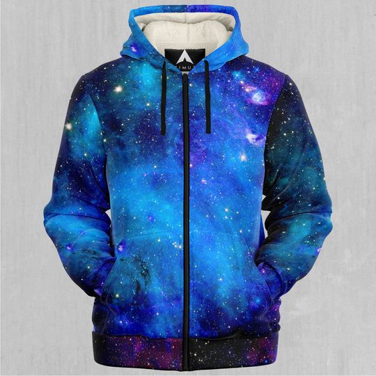 Discover Stardust Galaxy Outer Space Universe Stars Sherpa 3D Fleece Zip Hoodie