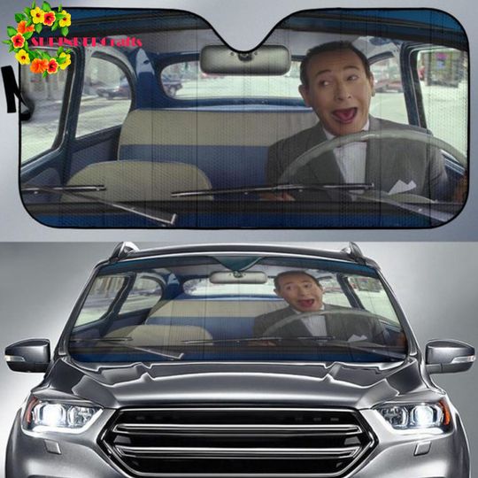 Discover Pee Wee Big Funny Auto Car Sun Shade,  Auto Sun Shade All Over Printed