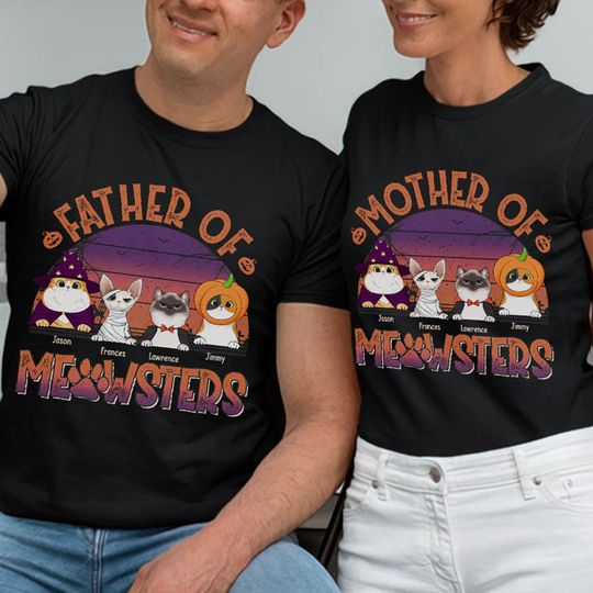Discover Mother Of Meowsters - Personalized Matching Couple T-Shirt
