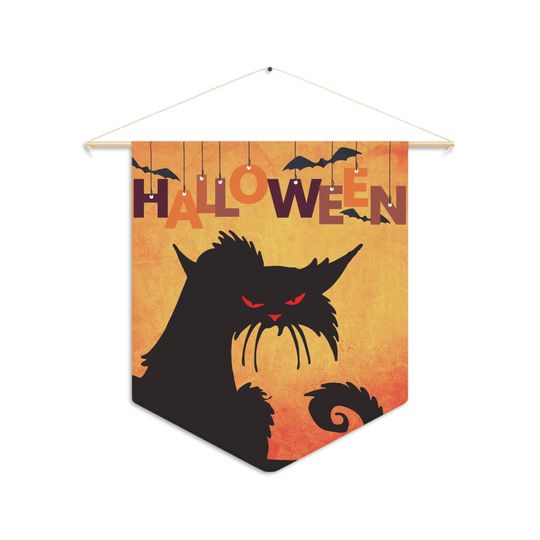 Discover Halloween Black Cat Pennant, Halloween Pennant