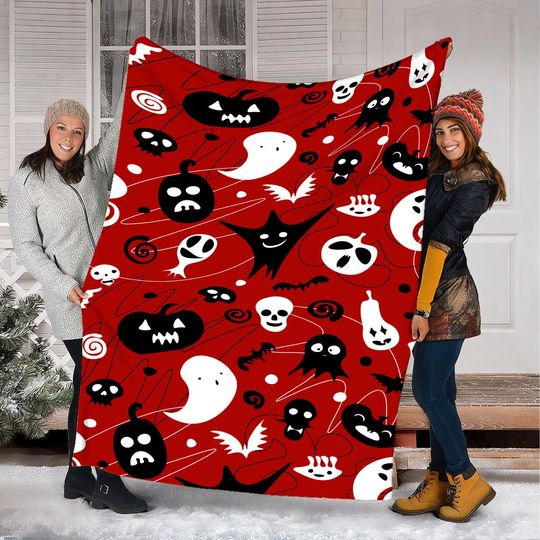 Discover Cute Pattern Halloween Fleece  Layers Blanket, Cute Pattern Cozy Halloween Blanket 2023 Halloween