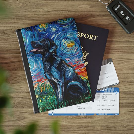 Discover Black Labrador Starry Night Dog Lover Passport Covers