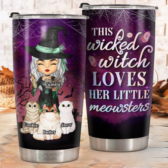 Discover This Wicked Witch Loves Her Little Meowsters - Personalized Witch Tumbler