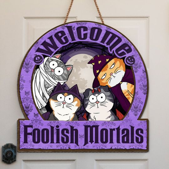 Discover We Are Watching You - Cat Personalized Custom Door Sign - Halloween Gift For Pet Owners