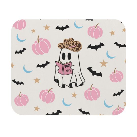 Discover Cowgirl Ghost Halloween Mouse Pad Rectangle, Cute Stationary Computer