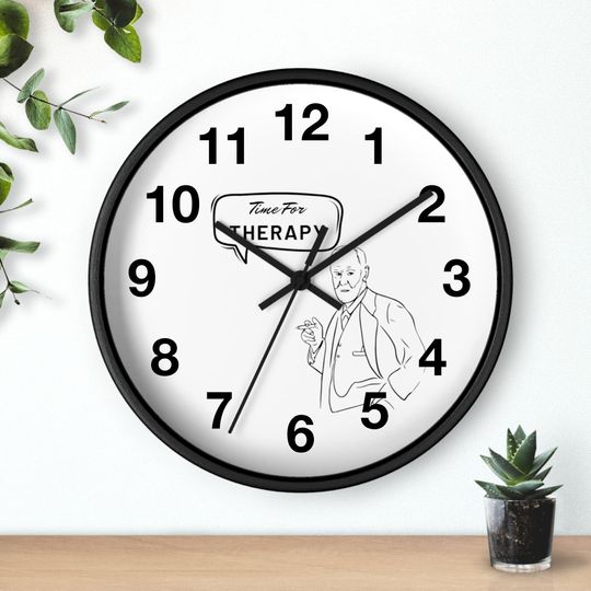 Discover Time for Therapy -- Freud Wall Clock- Whimsical therapy, psychology gift