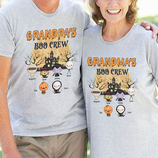 Discover Grandpa Grandma's Boo Crew - Personalized Matching Couple T-Shirt