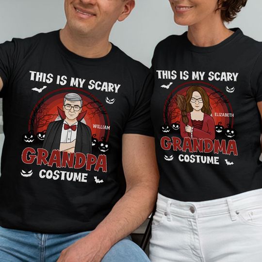 Discover These Are Our Scary Grandpa Costume & Grandma Costume - Personalized Matching Couple T-Shirt