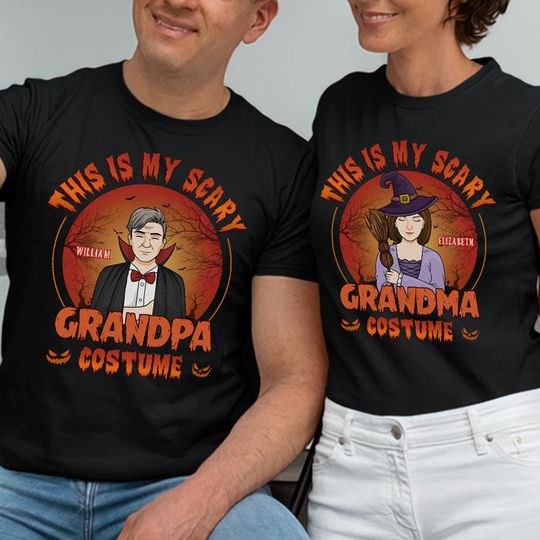 Discover Scary Grandpa & Grandma Costumes - Personalized Matching Couple T-Shirt