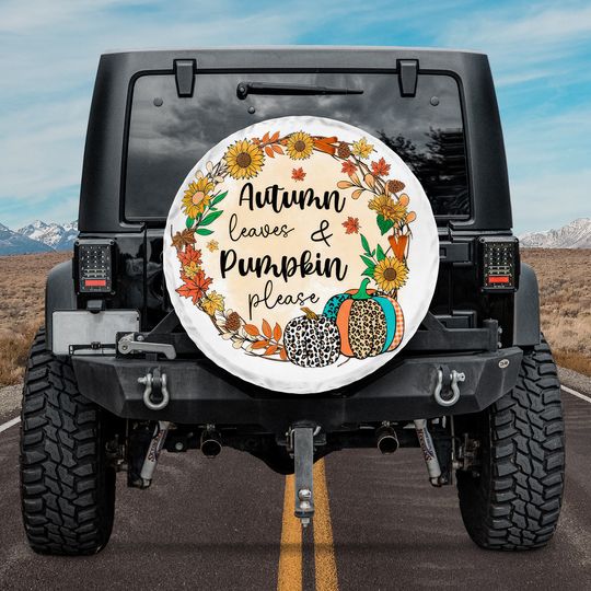 Discover Autumn Leaves & Pumpkin Please Sunflower Fall Leopard Spare Tire