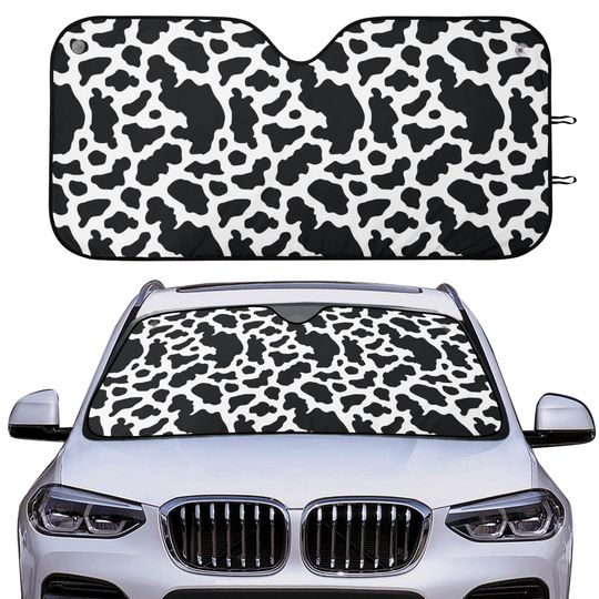 Discover Black And White Cow Print Car Auto Sun Shade, Cow Pattern Windshield Sunshade