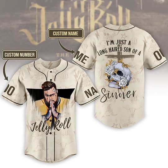 Discover Jelly Roll I'm Just A Long Haired Son Of A Sinner Personalized Baseball Jersey
