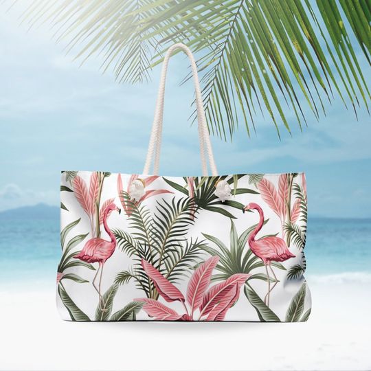 Discover Watercolor Pink Flamingo Weekender Bag