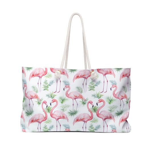 Discover Floral Pink Flamingo Weekender Bag