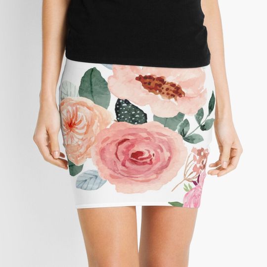 Discover Floral Watercolor Flower Mini Skirt