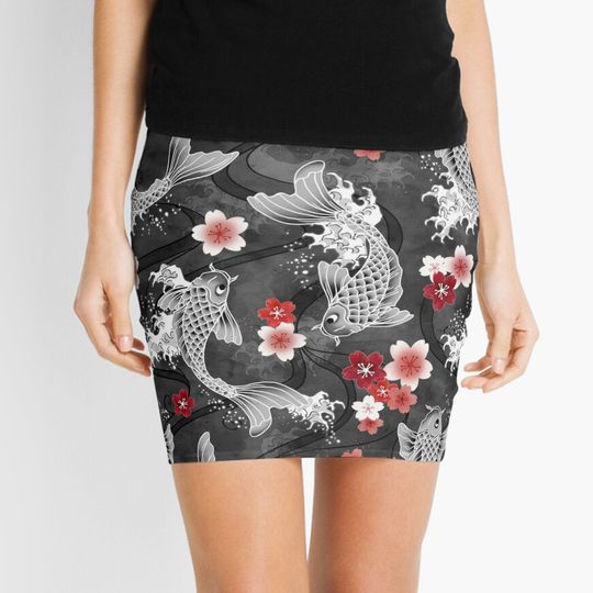 Discover Koi Sakura Blossom In Black Mini Skirt